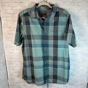The North Face mens homes green & blue plaid button down shirt gorpcore outdoor